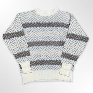 Vintage 80s Hilda Ltd Icelandic Wool Sweater Mens Size S Chevron Stripe Iceland